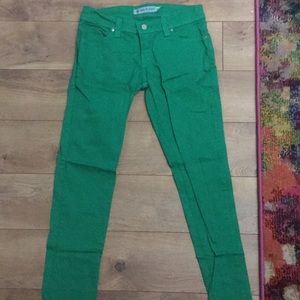 Green skinny jeans
